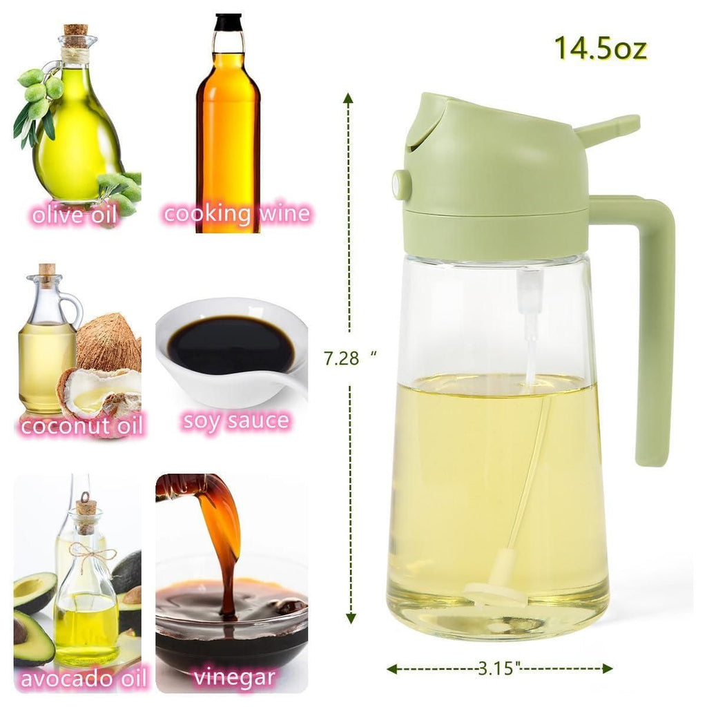 2-in-1 Dual Function Oil Dispenser & Sprayer – 500ml Leak-Proof Glass Bottle for Cooking & BBQ
