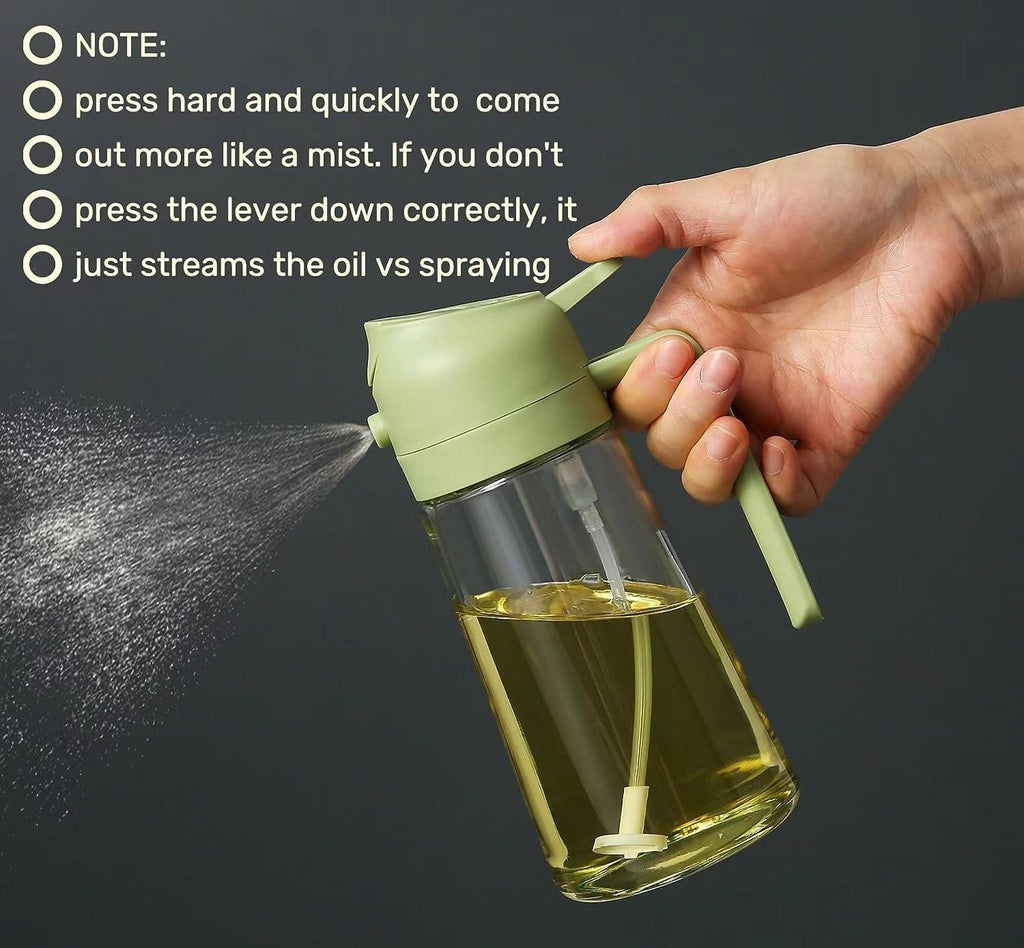 2-in-1 Dual Function Oil Dispenser & Sprayer – 500ml Leak-Proof Glass Bottle for Cooking & BBQ