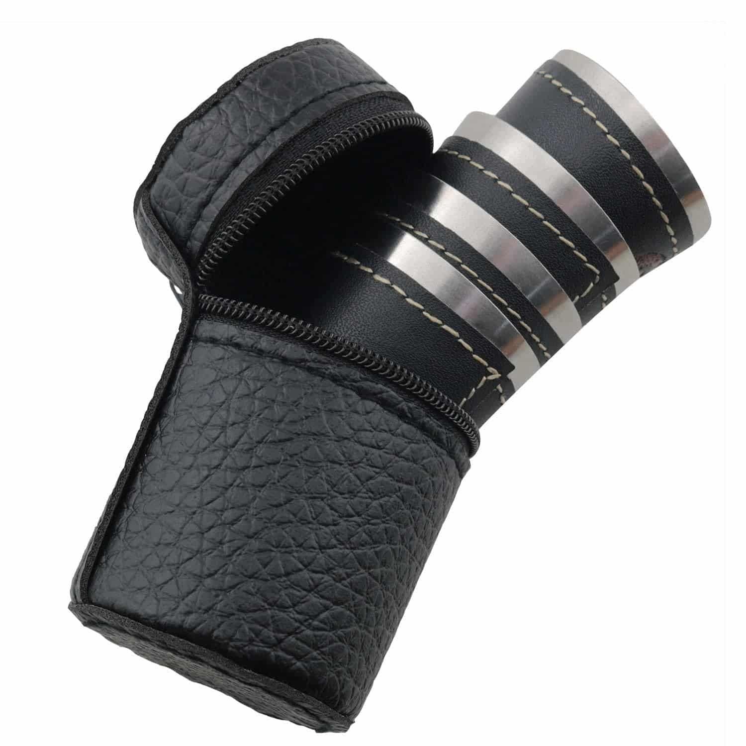 Stainless Steel Shot Glass Set (Pack of 4) – Premium Leather Travel Case