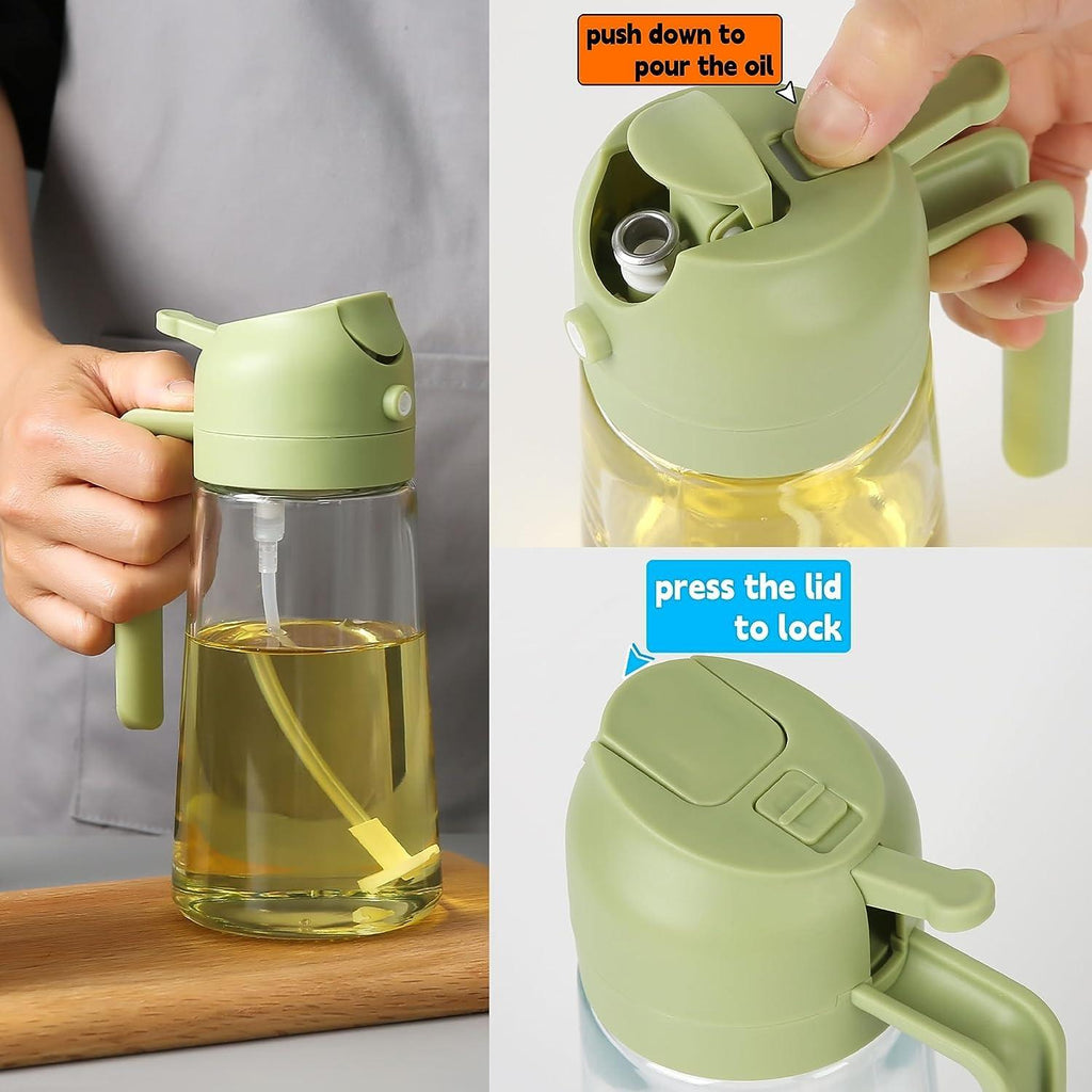 2-in-1 Dual Function Oil Dispenser & Sprayer – 500ml Leak-Proof Glass Bottle for Cooking & BBQ