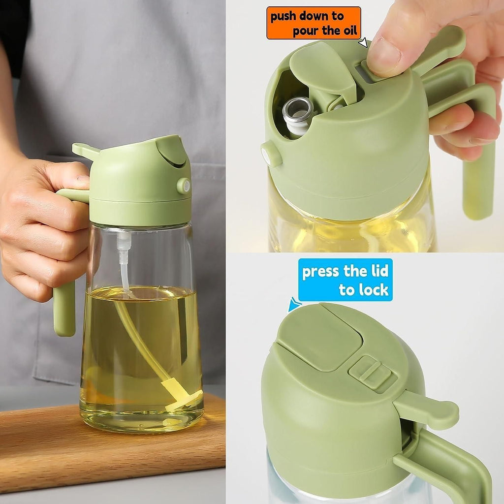 2-in-1 Dual Function Oil Dispenser & Sprayer – 500ml Leak-Proof Glass Bottle for Cooking & BBQ