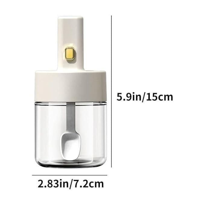 Luxury Glass Seasoning Tank – Airtight Spice Jar with Integrated Spoon & Lid