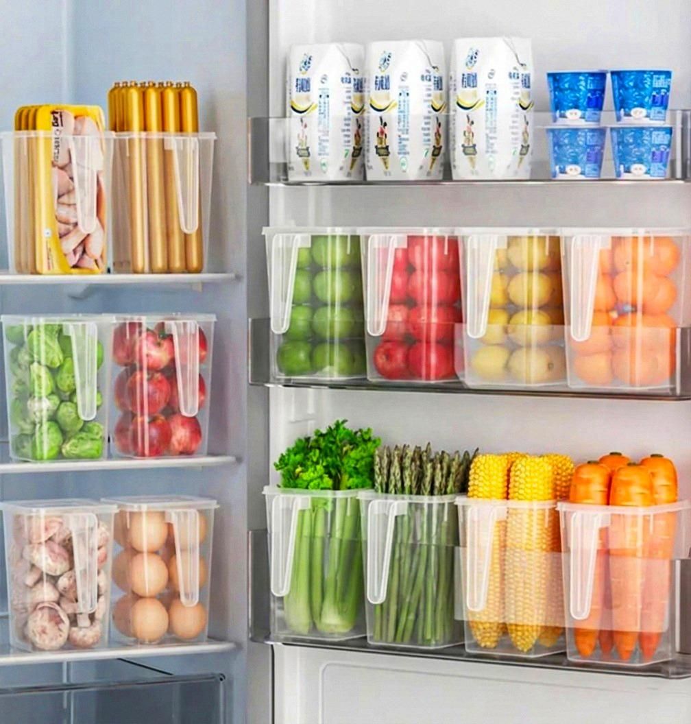 Crystal-Clear Multi-Purpose Storage Bins (Pack of 4) – Fridge & Pantry Organizer