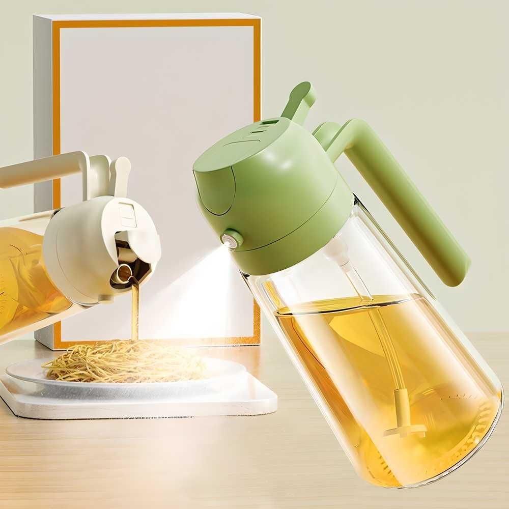 2-in-1 Dual Function Oil Dispenser & Sprayer – 500ml Leak-Proof Glass Bottle for Cooking & BBQ